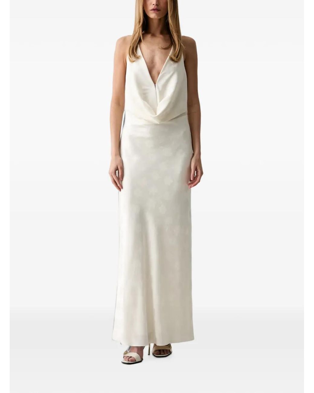 ROTATE BIRGER CHRISTENSEN White Robe Longue En Satin À Dos-Nu