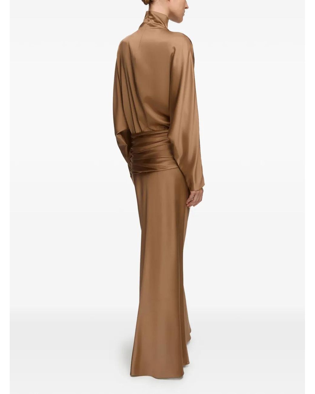 12 STOREEZ Natural Long-Sleeved Draped Dress