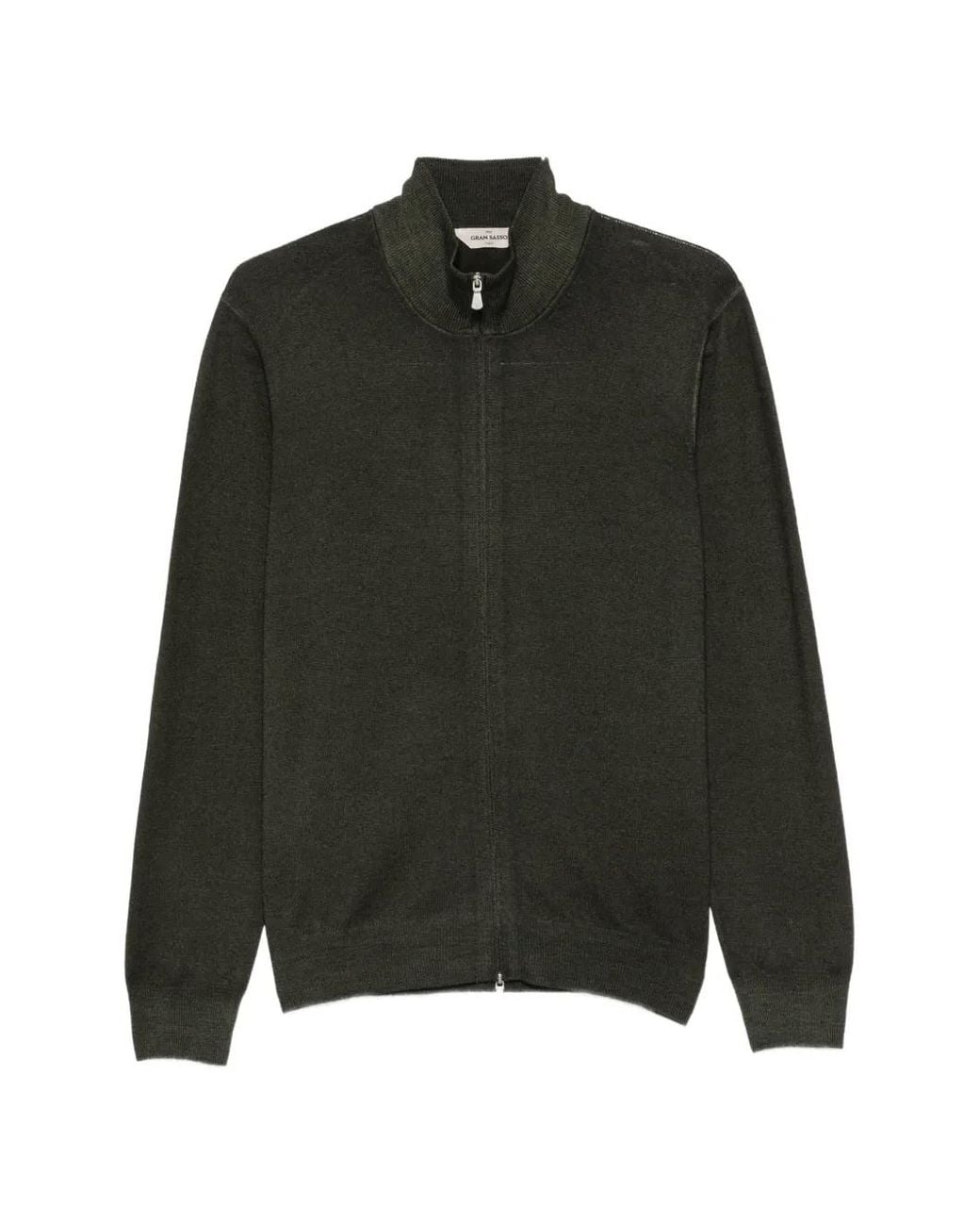 Gran Sasso Green Zip-Up High-Neck Cardigan for men