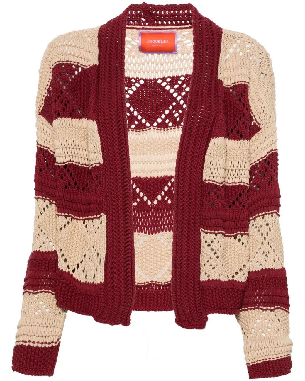 LaDoubleJ Red Cotton-Blend Striped Bolero Cardigan