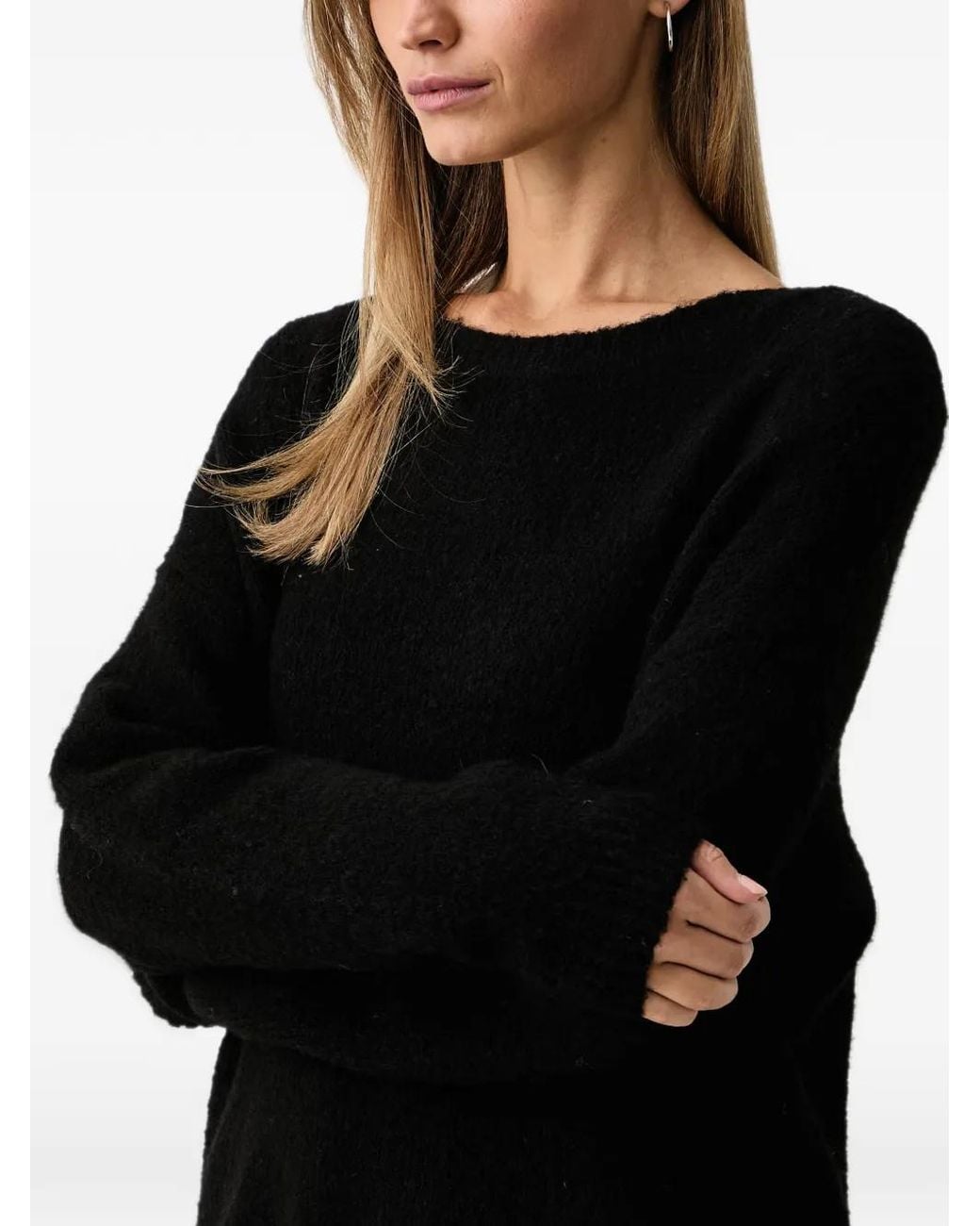 Fracomina Black Brushed-Knit Sweater