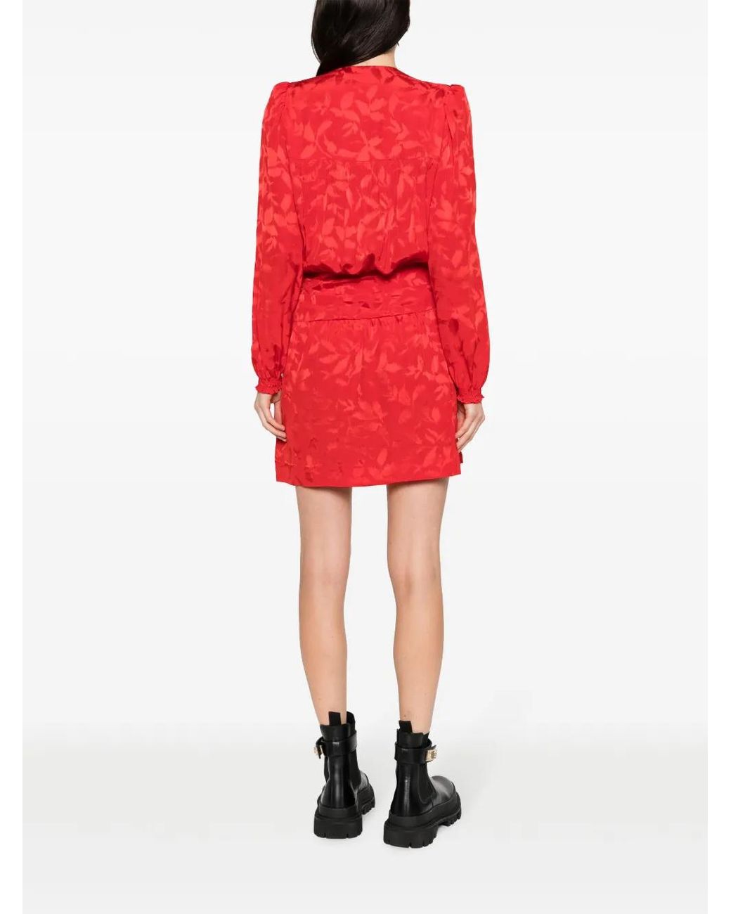 Zadig & Voltaire Red Floral-Jacquard Wrap Minidress