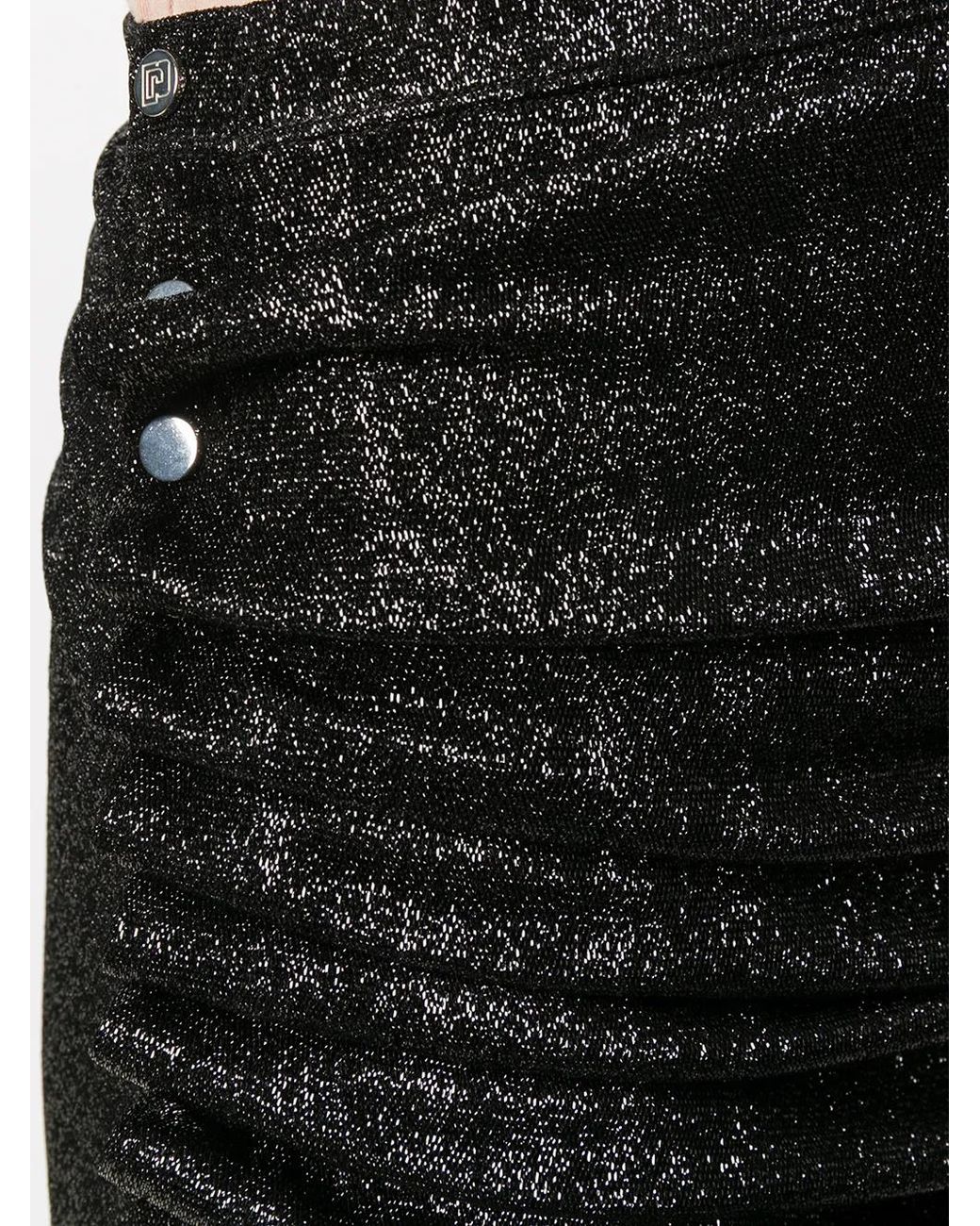 Rabanne Black Metallic Threaded Asymmetric Skirt