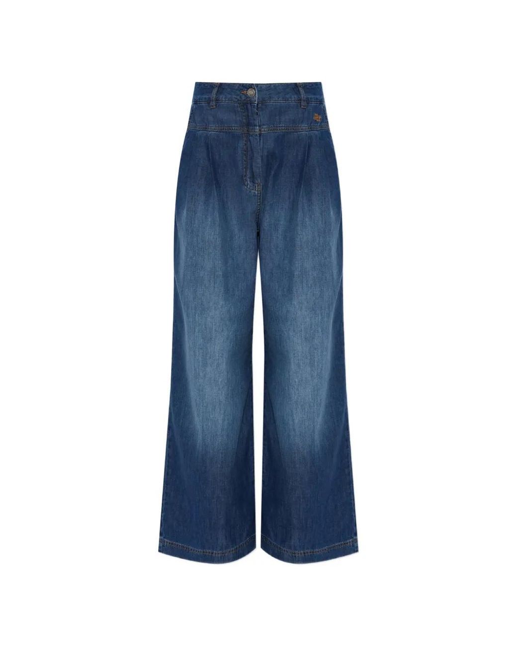 Munthe Blue Pleated Wide-Leg Jeans