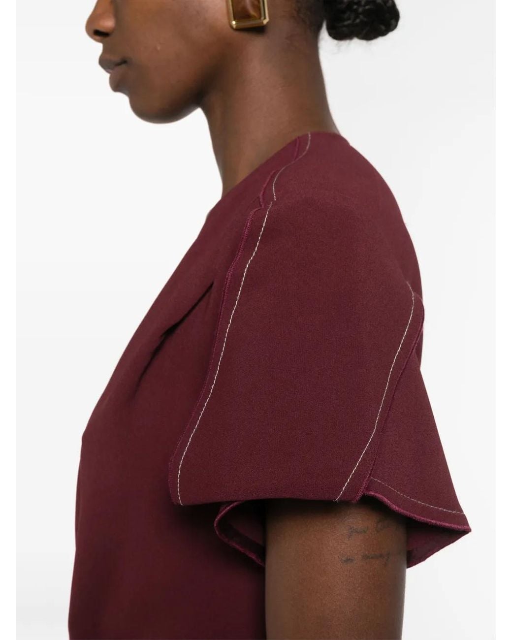 Victoria Beckham Red Eve Ruffle Midi Dress