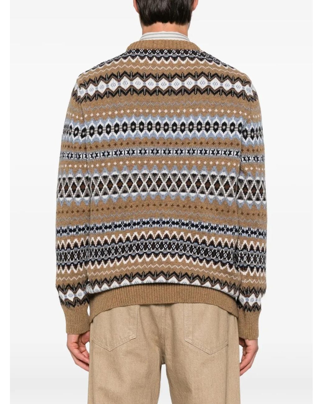 Barbour Brown Fair-Isle Sweater for men
