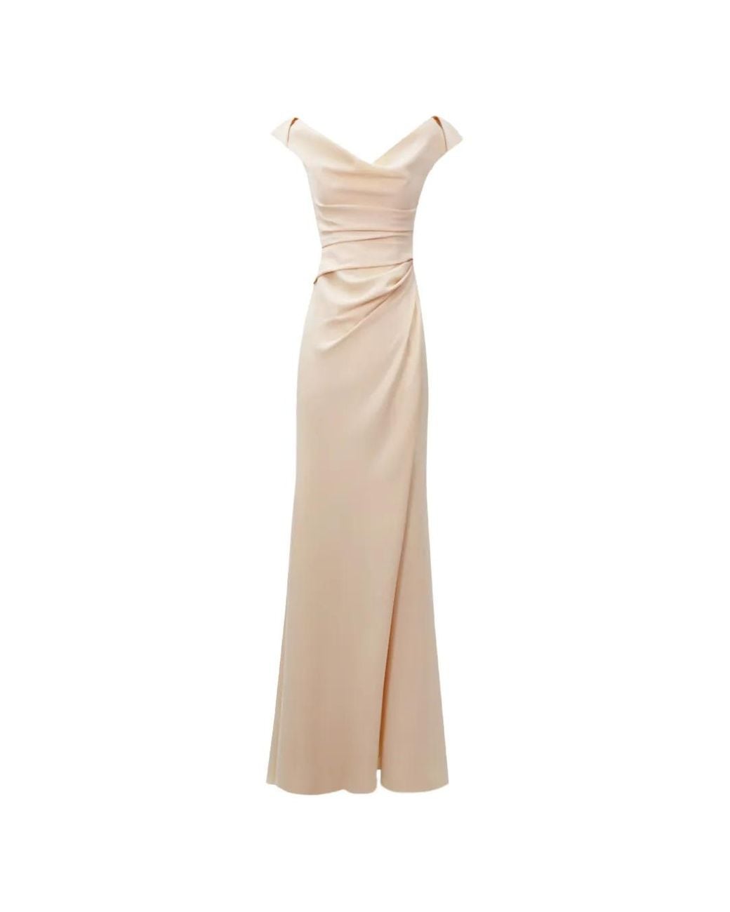 Gemy Maalouf White Draped-Detail Side-Slit Dress