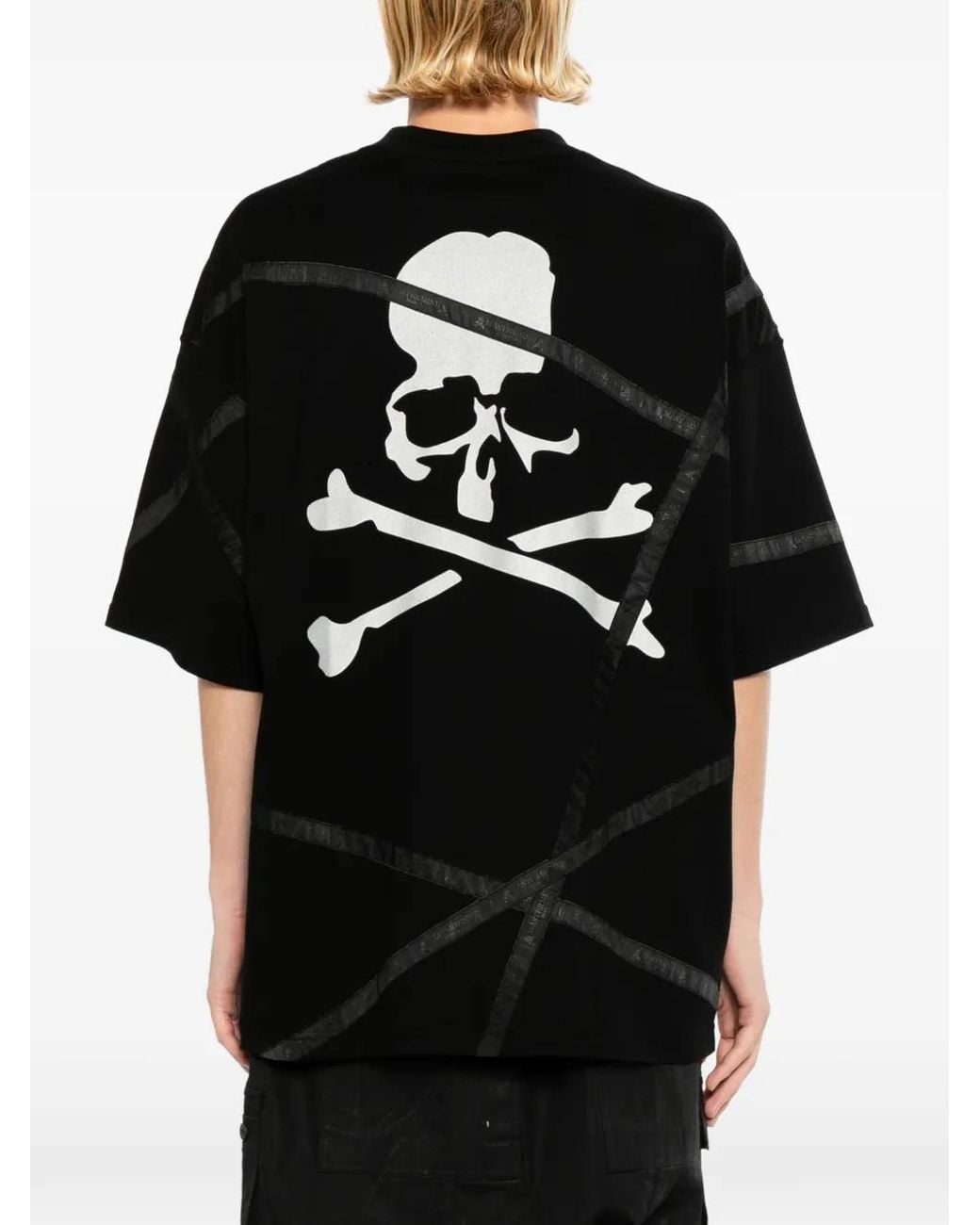 MASTERMIND WORLD Black Logo-Print Panelled T-Shirt for men