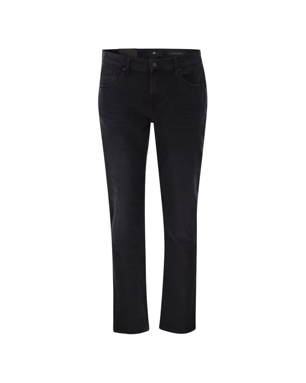 7 For All Mankind Black Slimmy Tapered Jeans for men