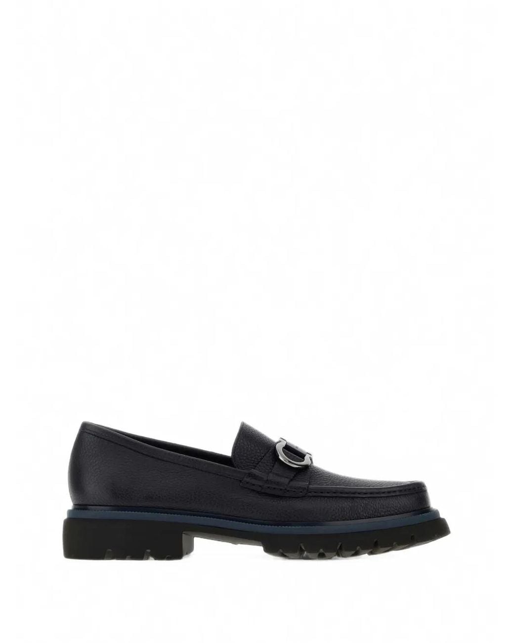 Ferragamo Black Gancini Ornament Loafers for men