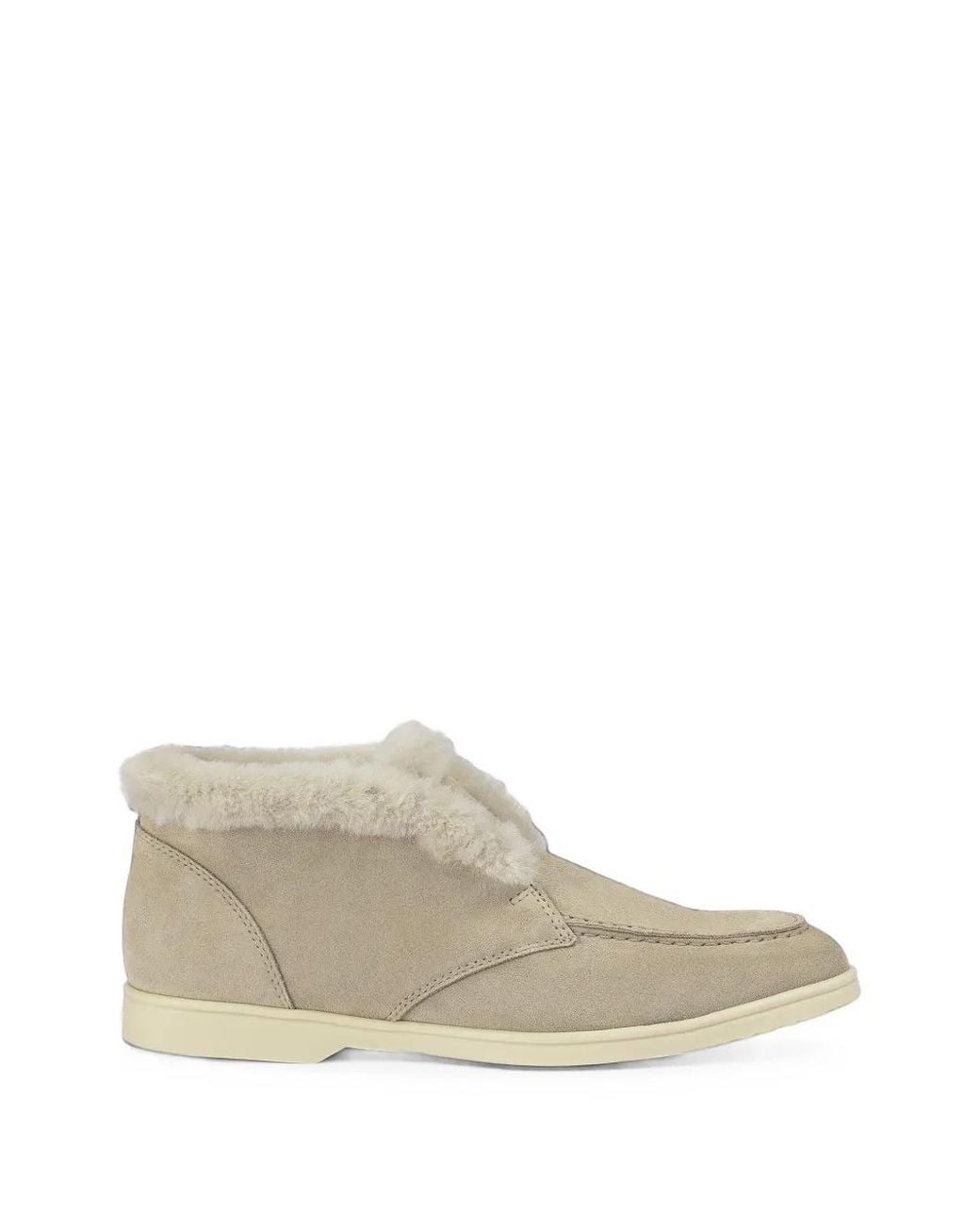 Doucal's White Shearling-Trim Suede Desert Boots