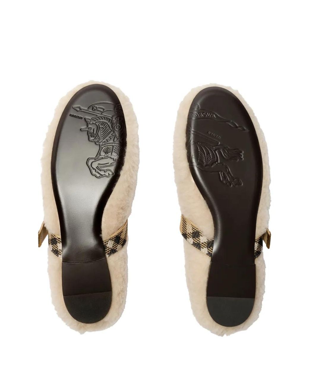 Burberry White Shearling Robin Ballerinas