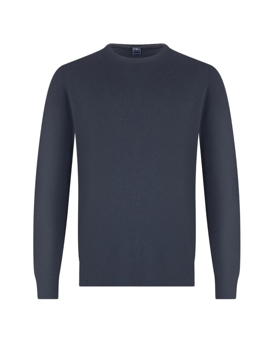 Fedeli Blue Crew-Neck Long-Sleeve Sweater for men