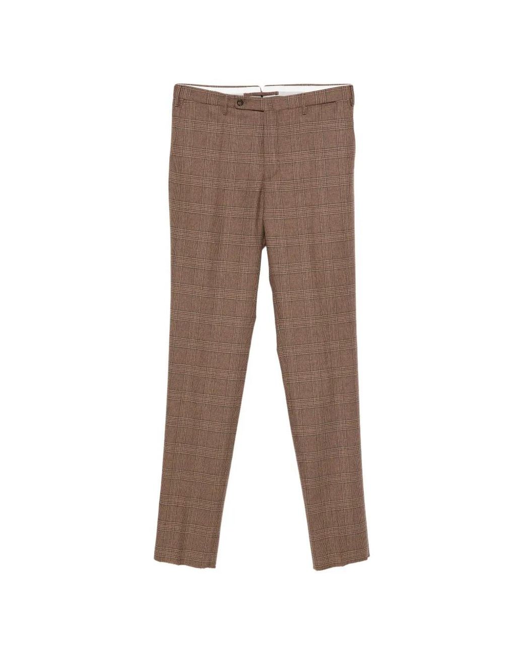 Incotex Brown Check Trousers for men