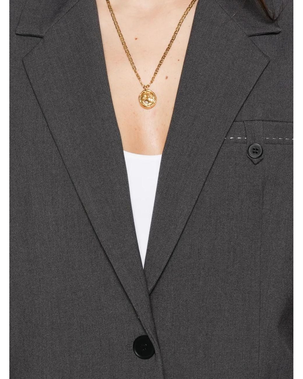 ELEH Gray Notched-Lapel Single-Breasted Blazer