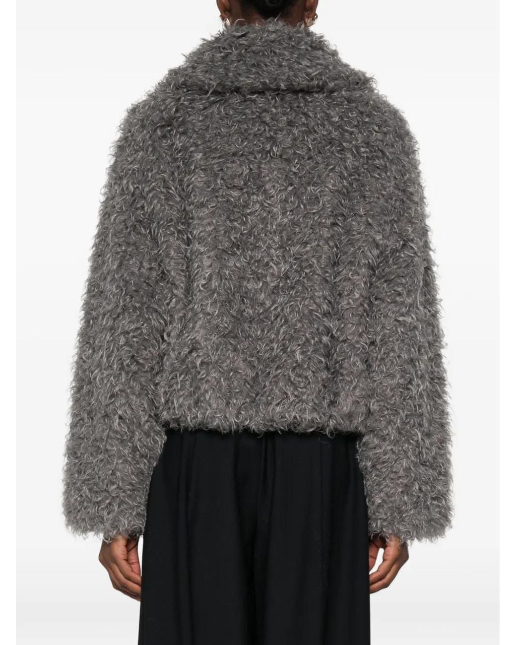 MEIMEIJ Gray Faux-Fur Cropped Coat