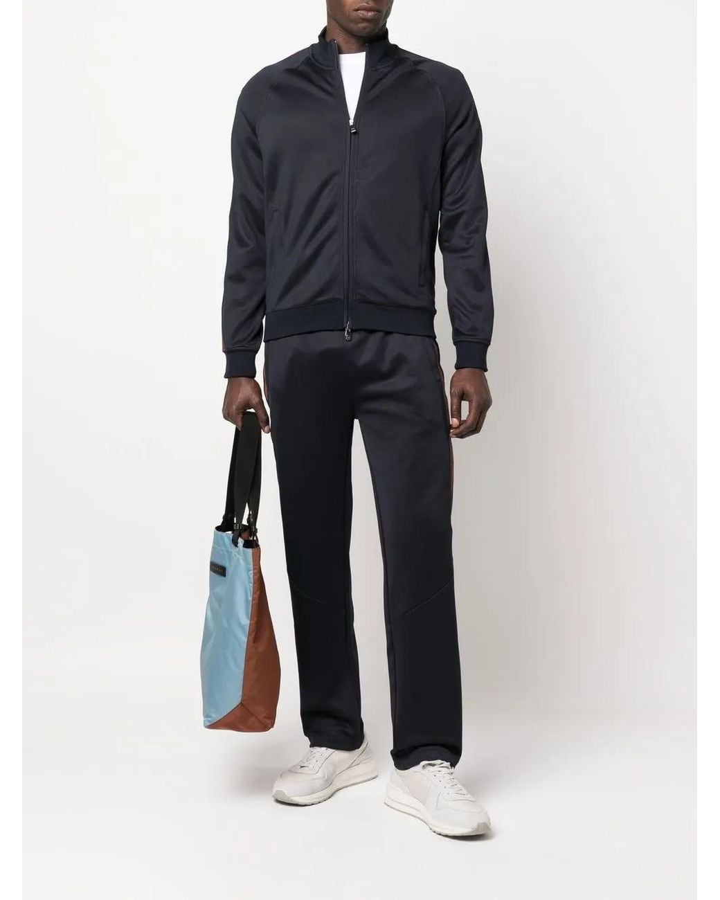 Corneliani Blue Side-Stripe Track Pants for men