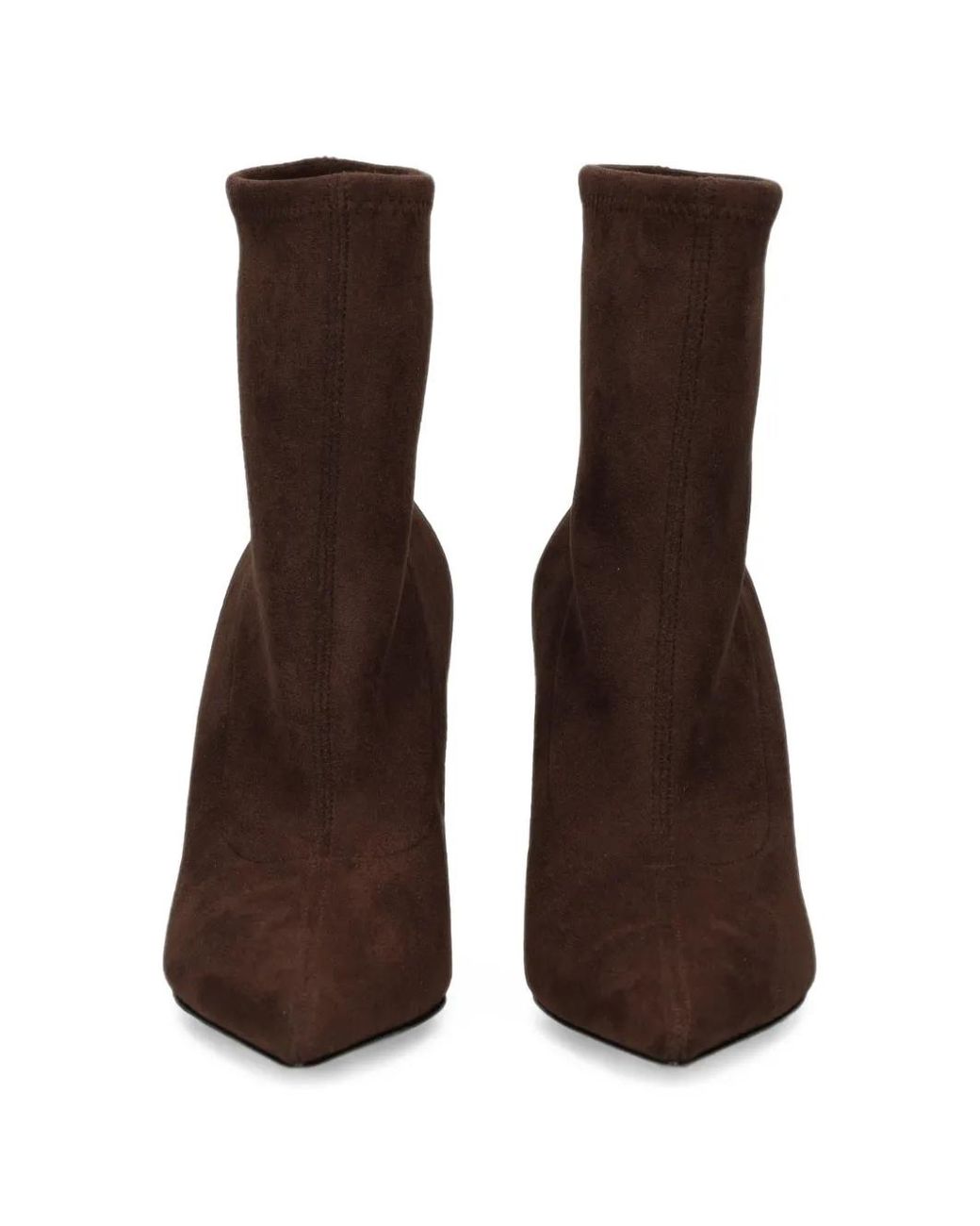 Casadei Brown Pointed-Toe Sock-Style Ankle Boots