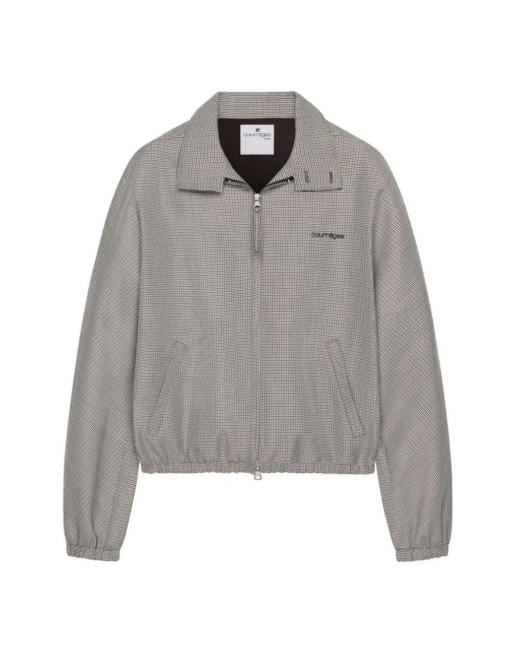 Courreges Gray Houndstooth Zipped Bomber Jacket for men