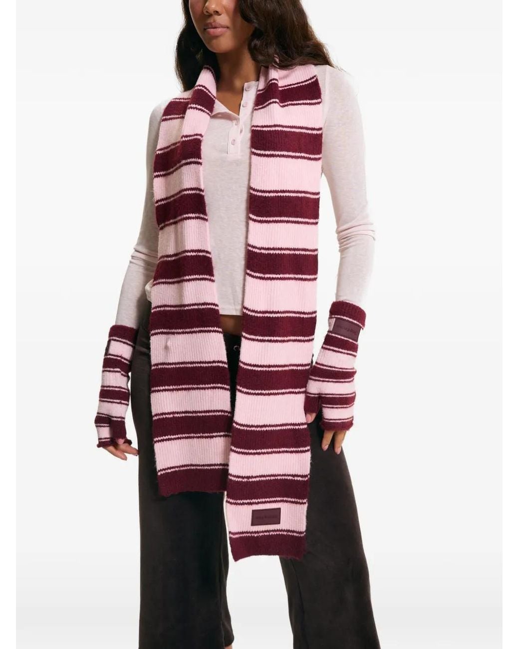 Juicy Couture White Stripe-Knit Scarf