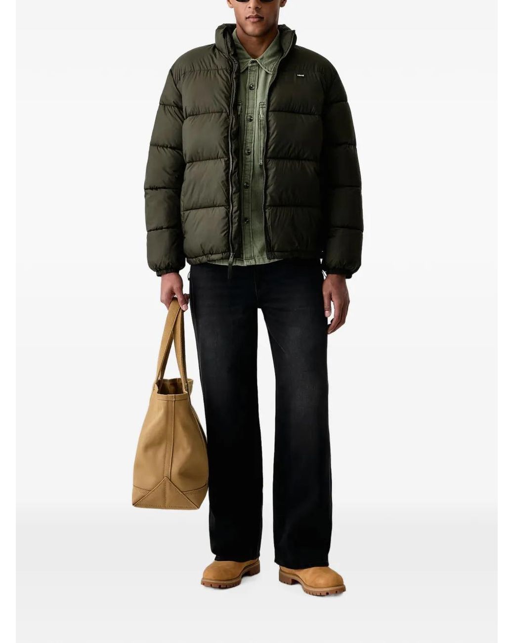 Levi's Black Quilted Logo-Patch Jacket for men