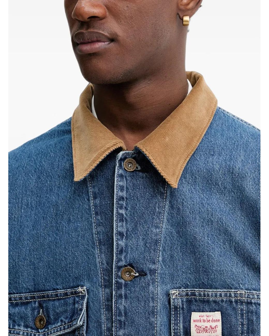 Levi's Blue Updated To Broadway X Workwear Corduroy-Collar Denim Jacket for men