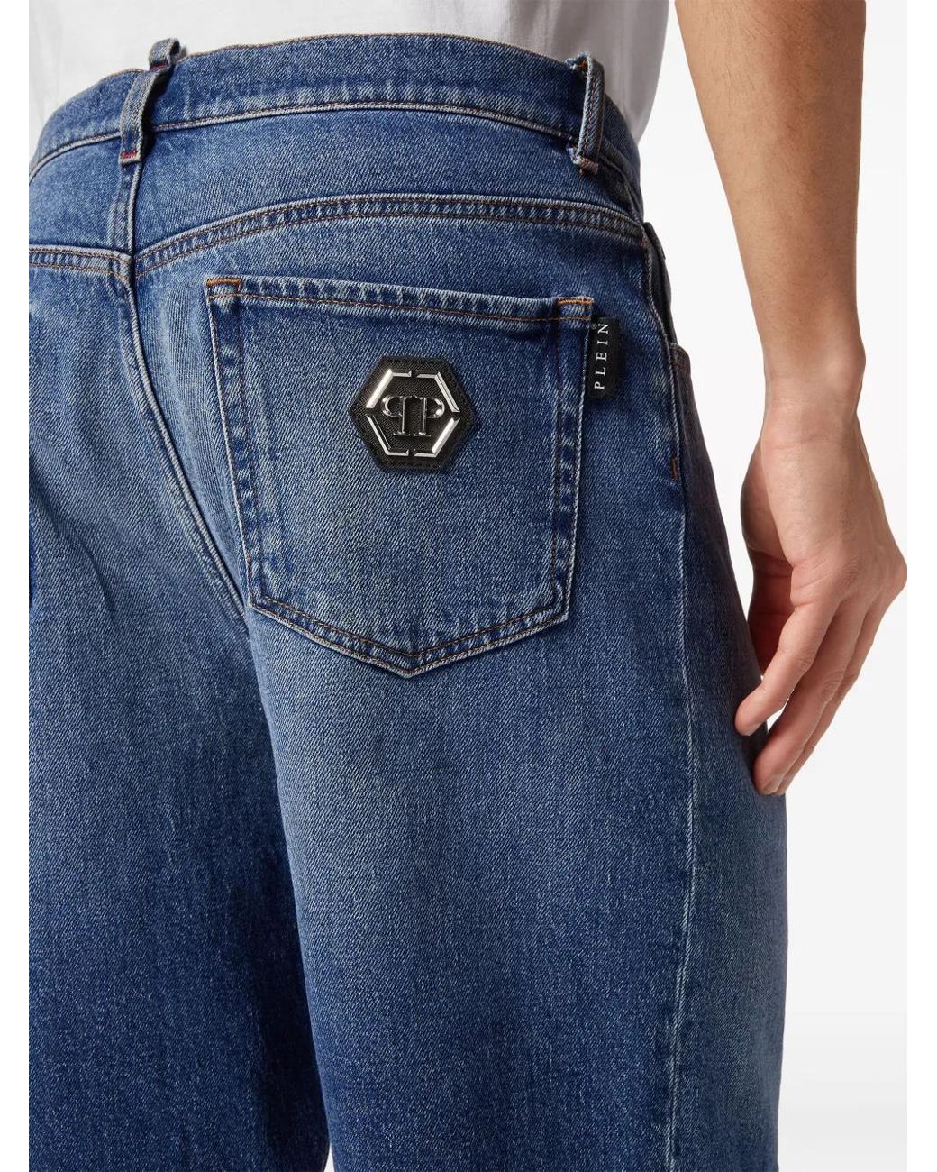 Philipp Plein Blue Formentera Low-Rise Denim Shorts for men