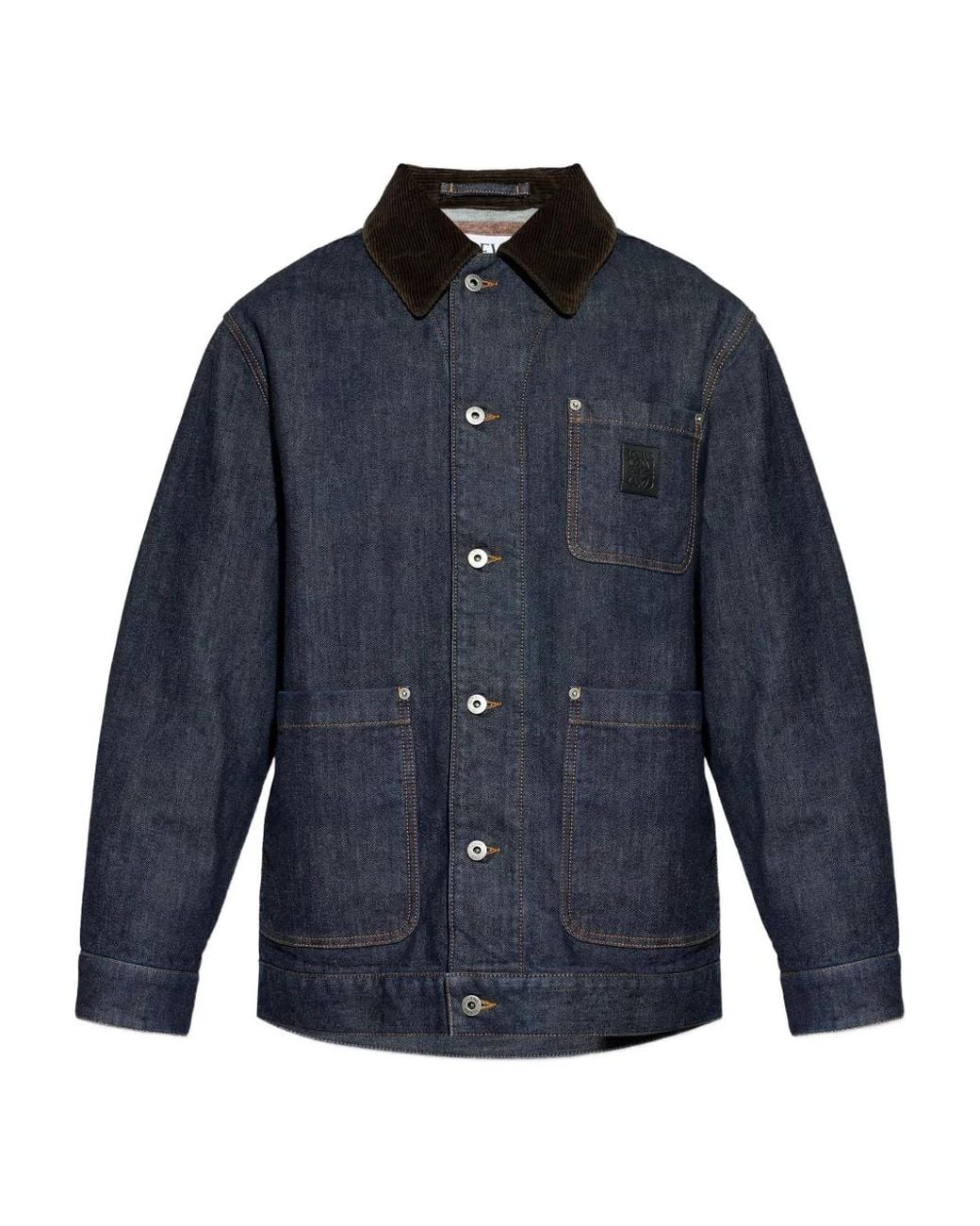 Loewe Blue Denim Jacket With Logo Patch for men