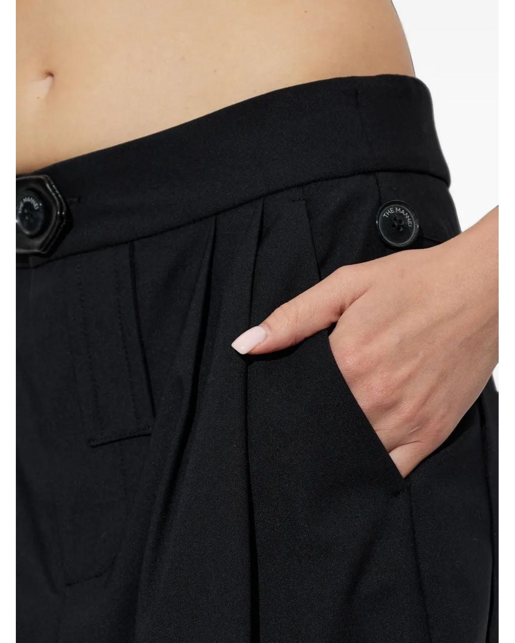 The Mannei Blue Pleated Knee-Length Tailored Shorts