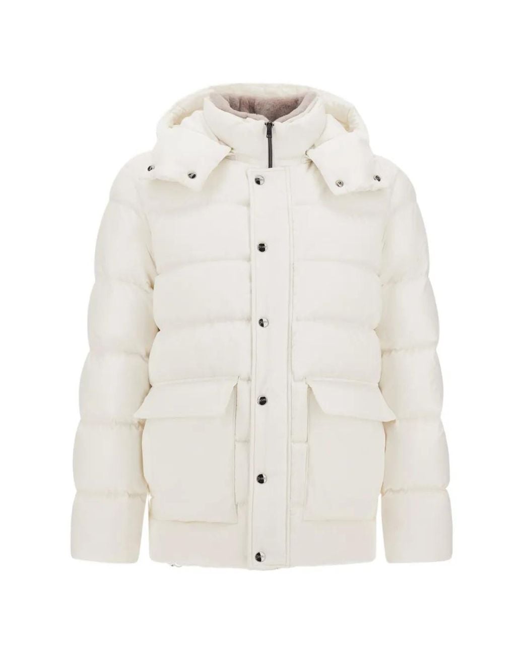Herno White Hooded Quilted Parka for men
