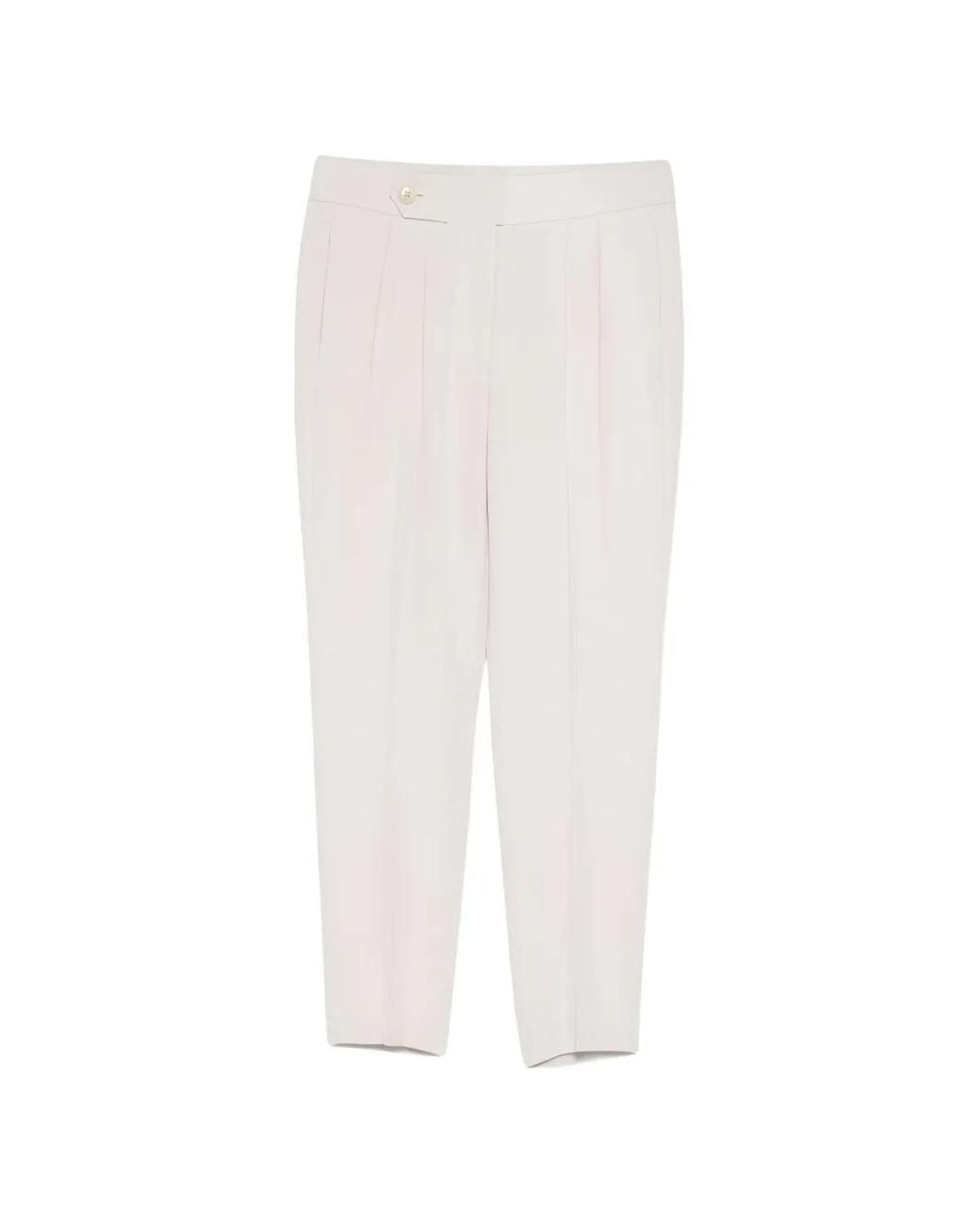 Brunello Cucinelli White Pantalon Plissé À Coupe Courte