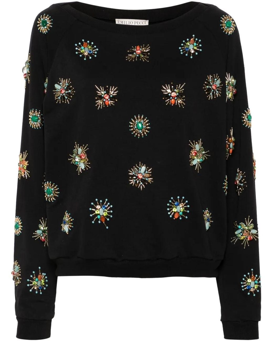 Emilio Pucci Black Embroidered Sweatshirt