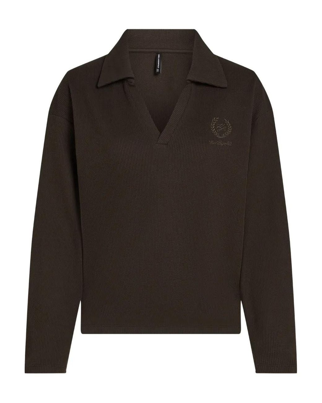 Karl Lagerfeld Black Crest-Embroidered Polo Shirt