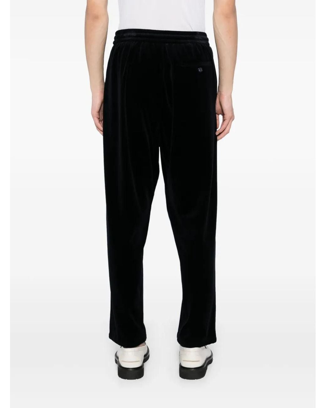 Giorgio Armani Black Chenille Drawstring Trousers for men