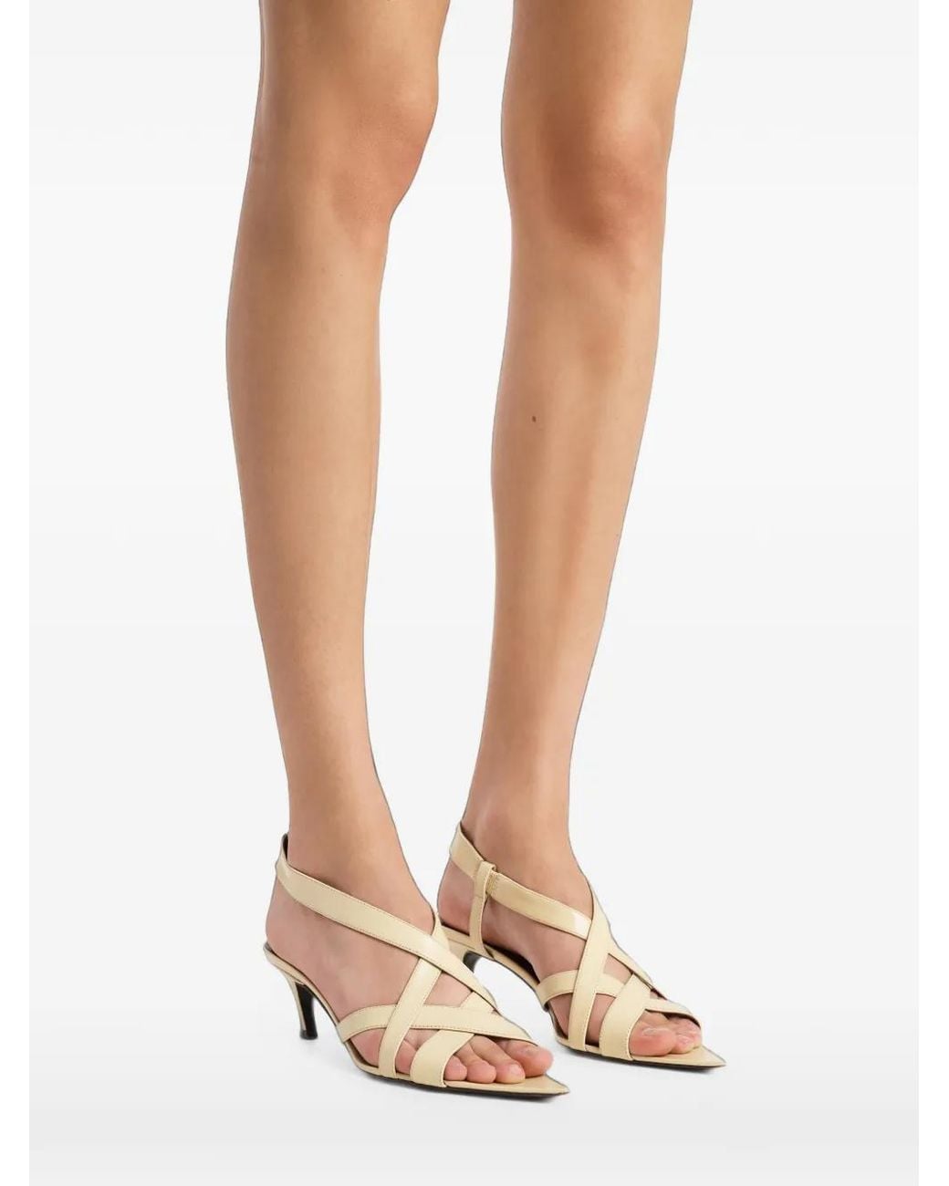 Khaite Metallic Sadie Kitten Heel Sandals