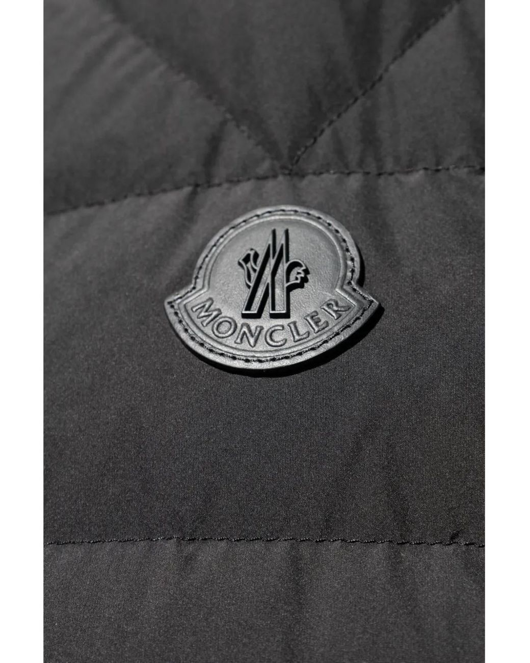 Moncler Black Logo-Appliqué Padded Coat for men