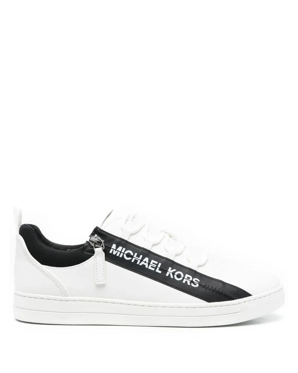 Michael Kors White Logo-Print Zip-Detailed Sneakers for men