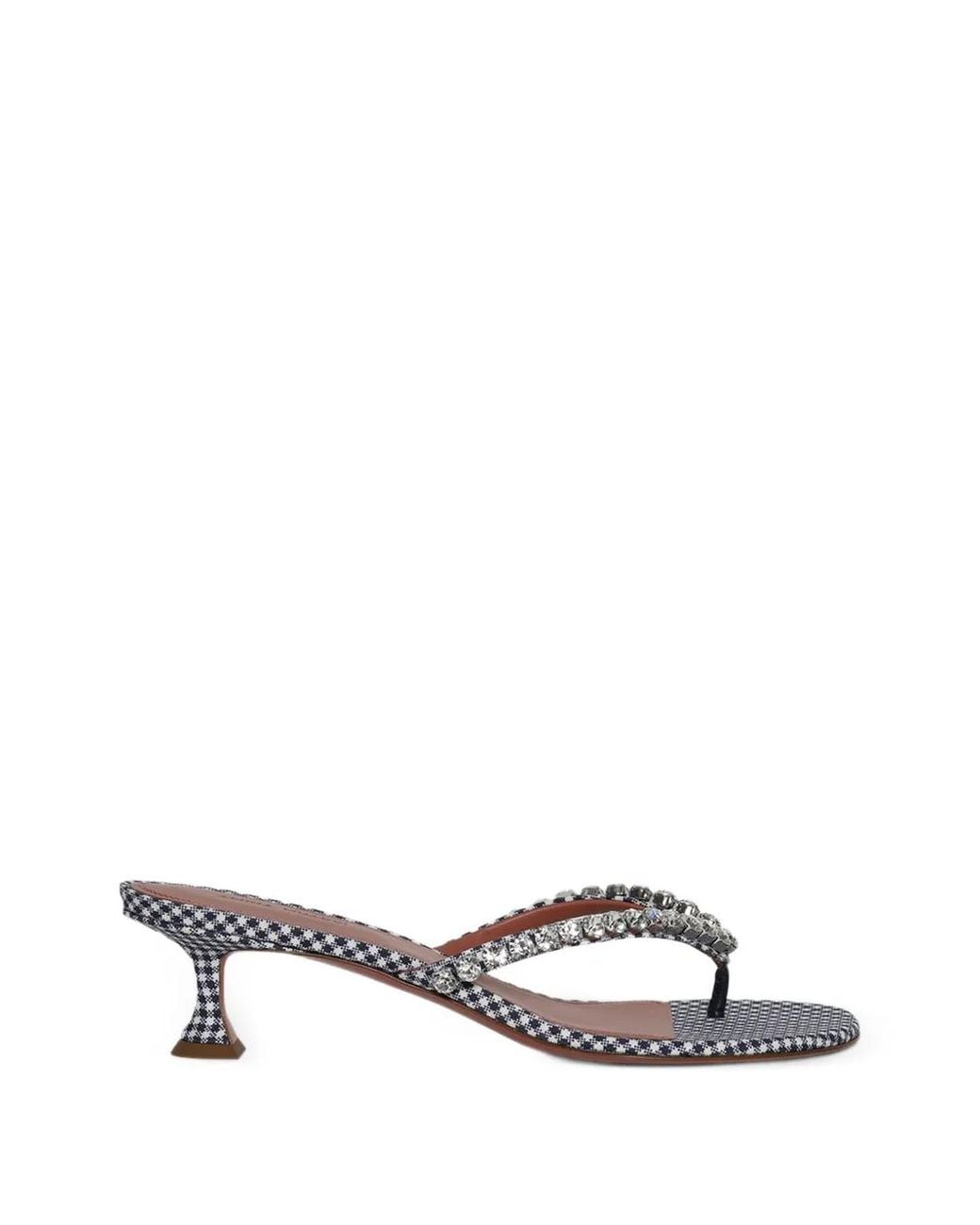 AMINA MUADDI White Gigi Crystal-Embellished Gingham Sandals