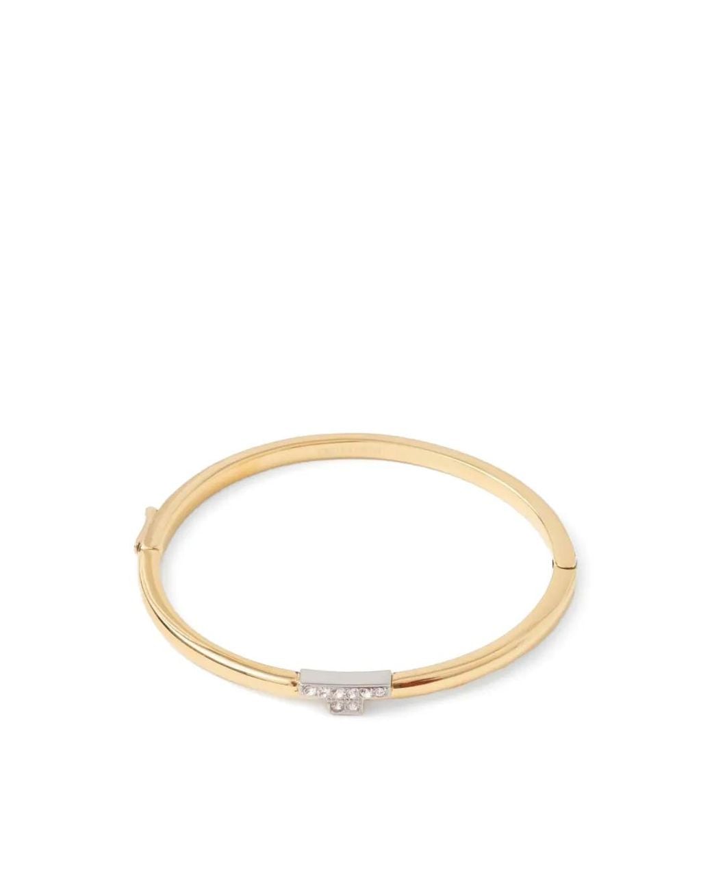 Trussardi White Crystal-Embellished T-Motif Bracelet