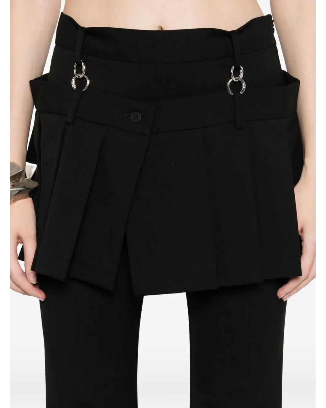 MEDEA Black Detachable Skirt Flared Trousers