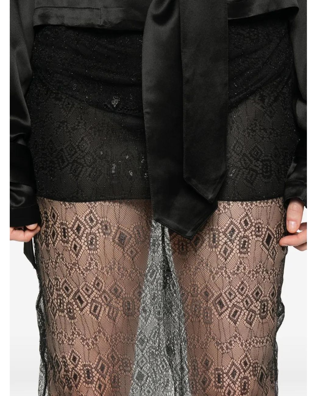 Frankie Shop Black Alrose Satin Midi Skirt