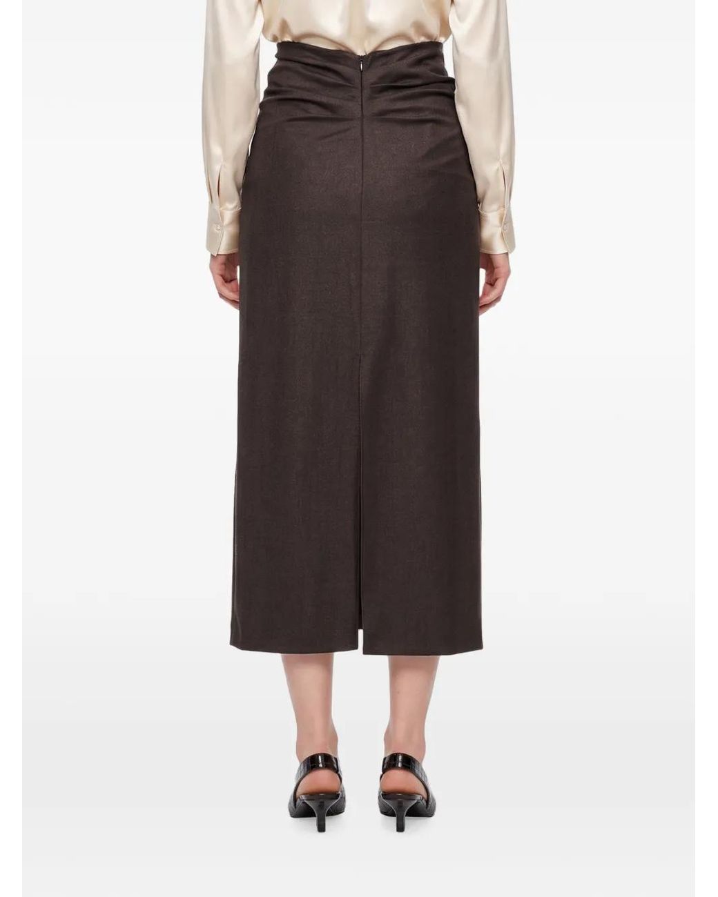 Antonelli Black Ippolito Midi High-Waisted Gathered-Back Skirt