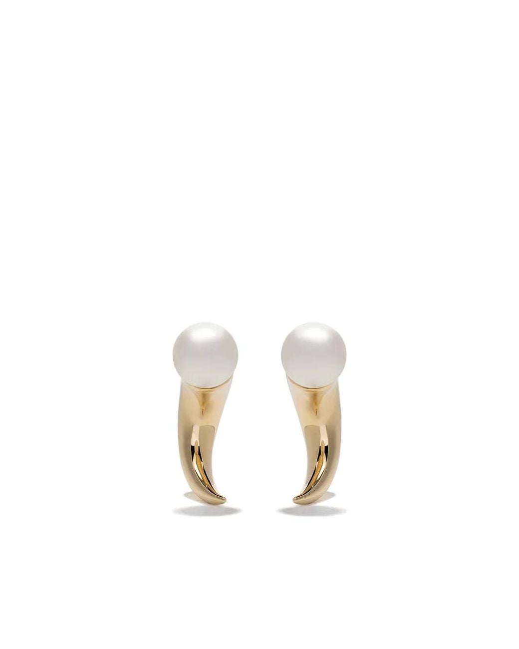 Tasaki White 18Kt Danger Horn Pearl Earrings