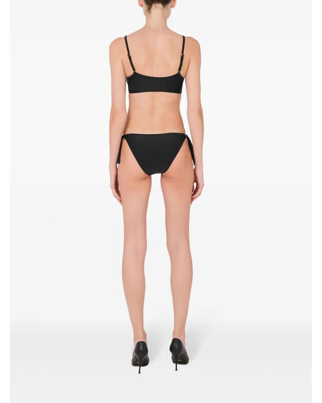 Moschino Black Logo-Print Bikini Top
