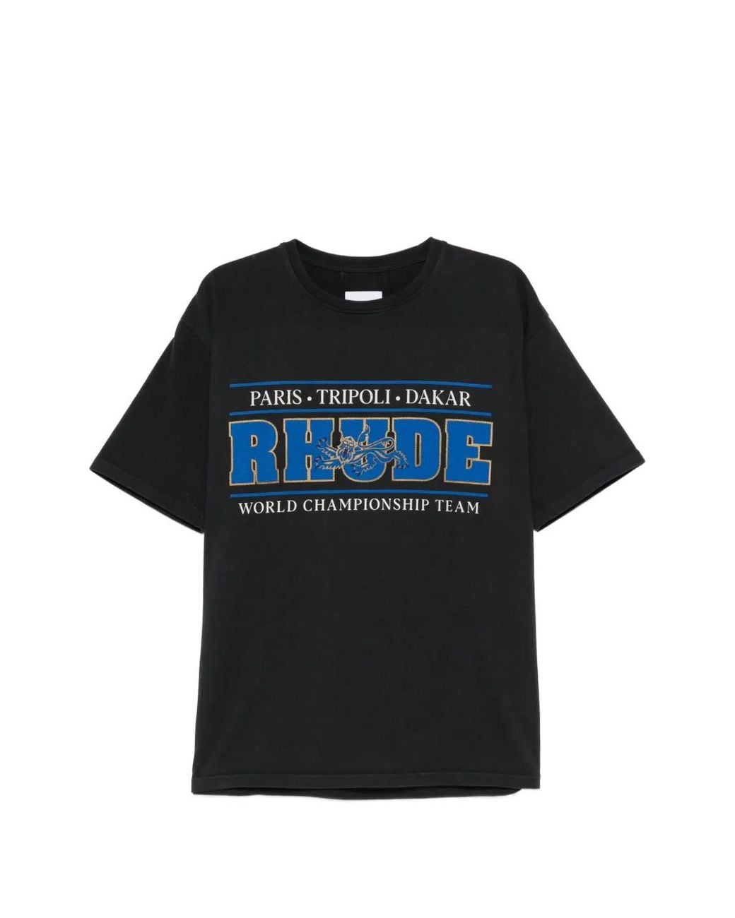 Rhude Black Graphic-Print T-Shirt for men