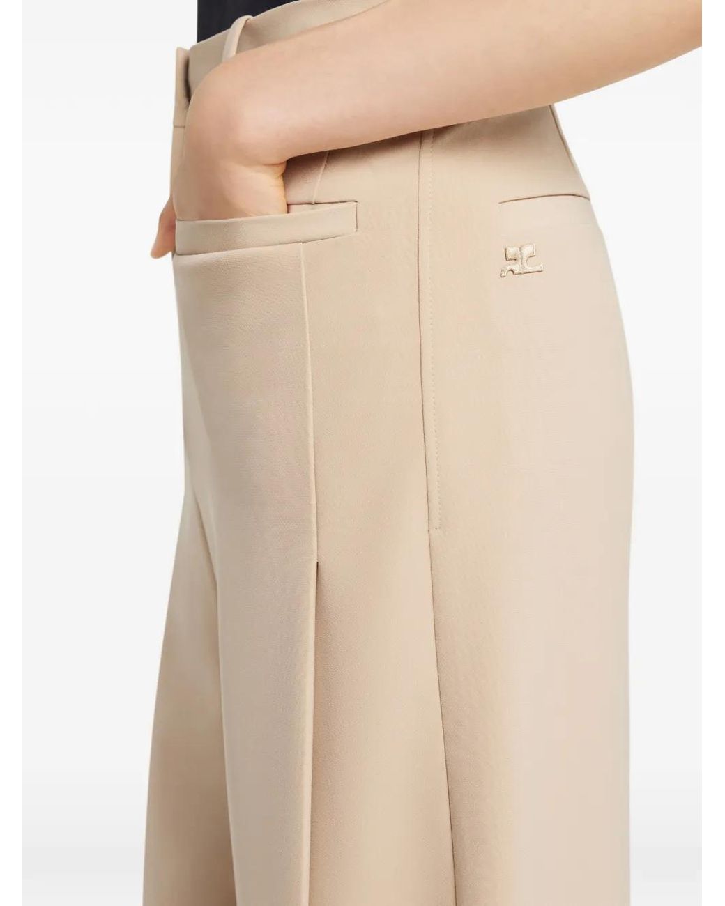 Courreges Natural Pleated-Detail Trousers