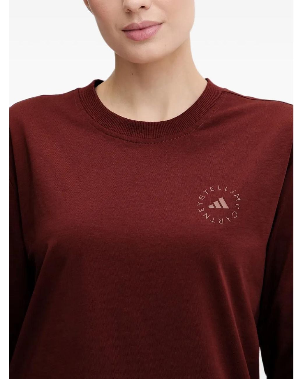 Adidas By Stella McCartney Red Logo-Print Long-Sleeve T-Shirt