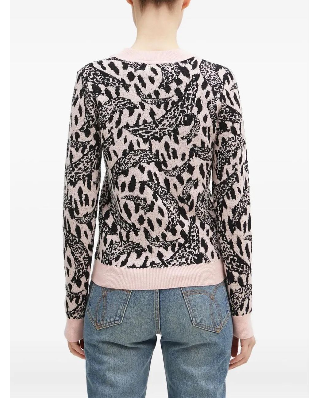 Fiorucci Blue Leopard-Jacquard Crew-Neck Sweater
