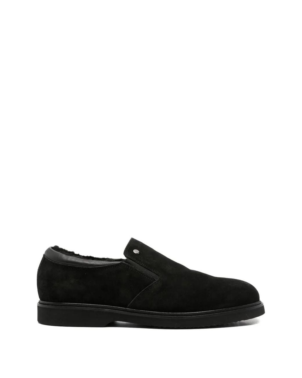 JOHN HARRISON Black Shearling-Lined Suede Loafers for men