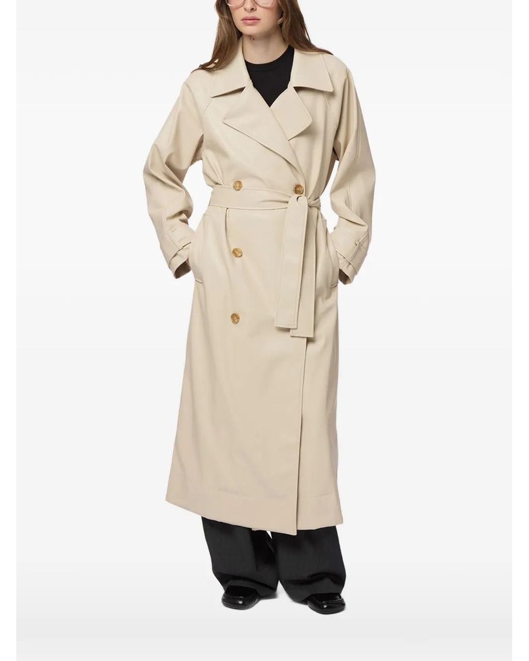 Apparis Natural Lana Double-Breasted Trench Coat